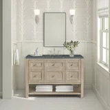 Breckenridge 48" Single Vanity, Whitewashed Oak w/ 3 CM Parisien Bleu Silestone Top w/FreePower Wireless Charger