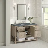 Breckenridge 48" Single Vanity, Whitewashed Oak w/ 3 CM Parisien Bleu Silestone Top w/FreePower Wireless Charger