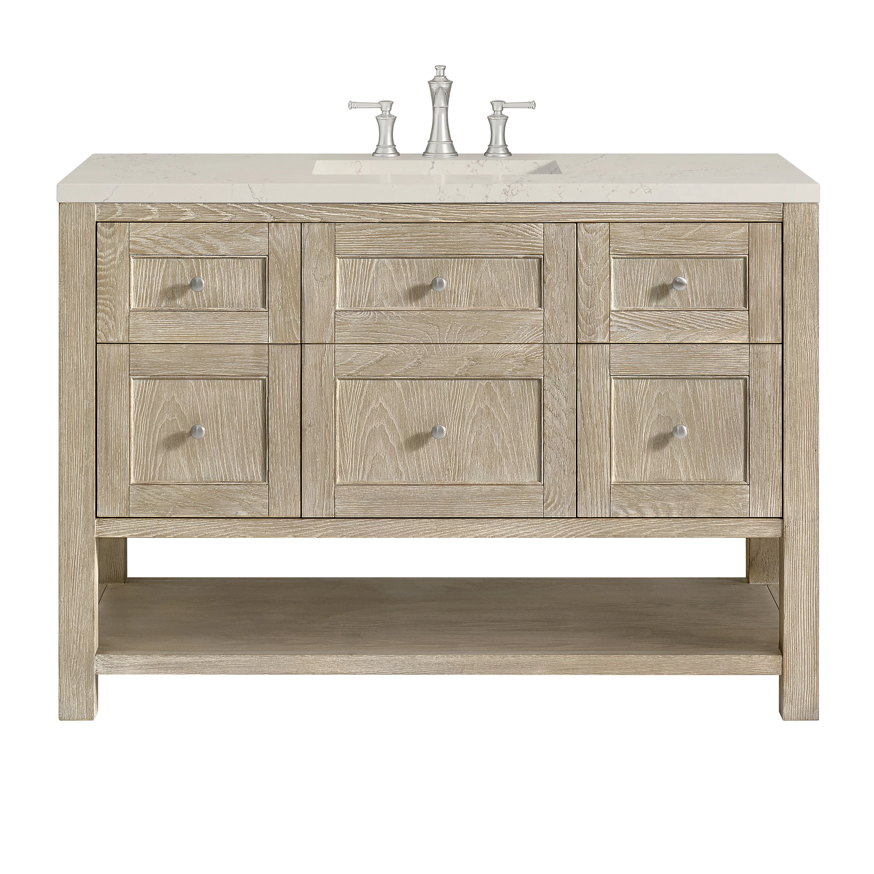 Breckenridge 48" Single Vanity, Whitewashed Oak, w/ 3 CM Siberian Silestone Top w/FreePower Wireless Charger