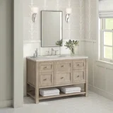 Breckenridge 48" Single Vanity, Whitewashed Oak, w/ 3 CM Siberian Silestone Top w/FreePower Wireless Charger