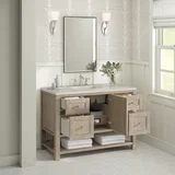 Breckenridge 48" Single Vanity, Whitewashed Oak, w/ 3 CM Siberian Silestone Top w/FreePower Wireless Charger