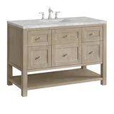 Breckenridge 48" Single Vanity, Whitewashed Oak w/ 3 CM Victorian Silver Silestone Top w/FreePower Wireless Charger