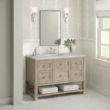 Breckenridge 48" Single Vanity, Whitewashed Oak w/ 3 CM Victorian Silver Silestone Top w/FreePower Wireless Charger