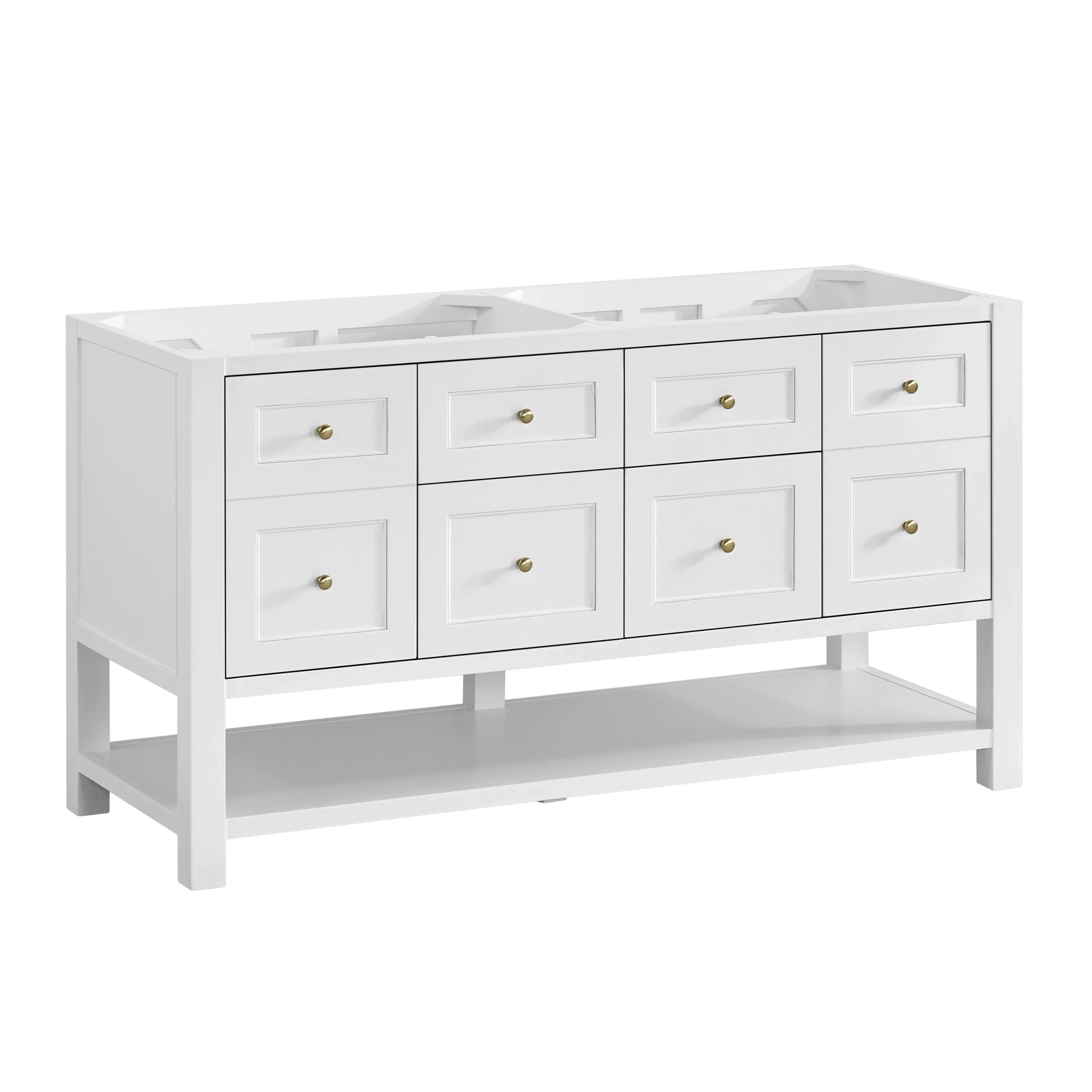 Breckenridge 60" Double Vanity, Bright White, w/ 3 CM Charcoal Soapstone Quartz Top