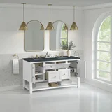 Breckenridge 60" Double Vanity, Bright White, w/ 3 CM Charcoal Soapstone Quartz Top