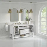 Breckenridge 60" Double Vanity, Bright White, w/ 3 CM Ethereal Noctis Quartz Top