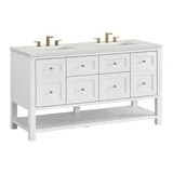 Breckenridge 60" Double Vanity, Bright White, w/ 3 CM Lime Delight Quartz Top
