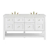 Breckenridge 60" Double Vanity, Bright White, w/ 3 CM Lime Delight Quartz Top