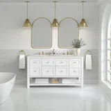 Breckenridge 60" Double Vanity, Bright White, w/ 3 CM Lime Delight Quartz Top