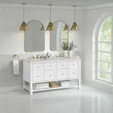 Breckenridge 60" Double Vanity, Bright White, w/ 3 CM Lime Delight Quartz Top