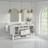 Breckenridge 60" Double Vanity, Bright White, w/ 3 CM Lime Delight Quartz Top
