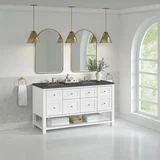 Breckenridge 60" Double Vanity, Bright White, w/ 3 CM Parisien Bleu Quartz Top
