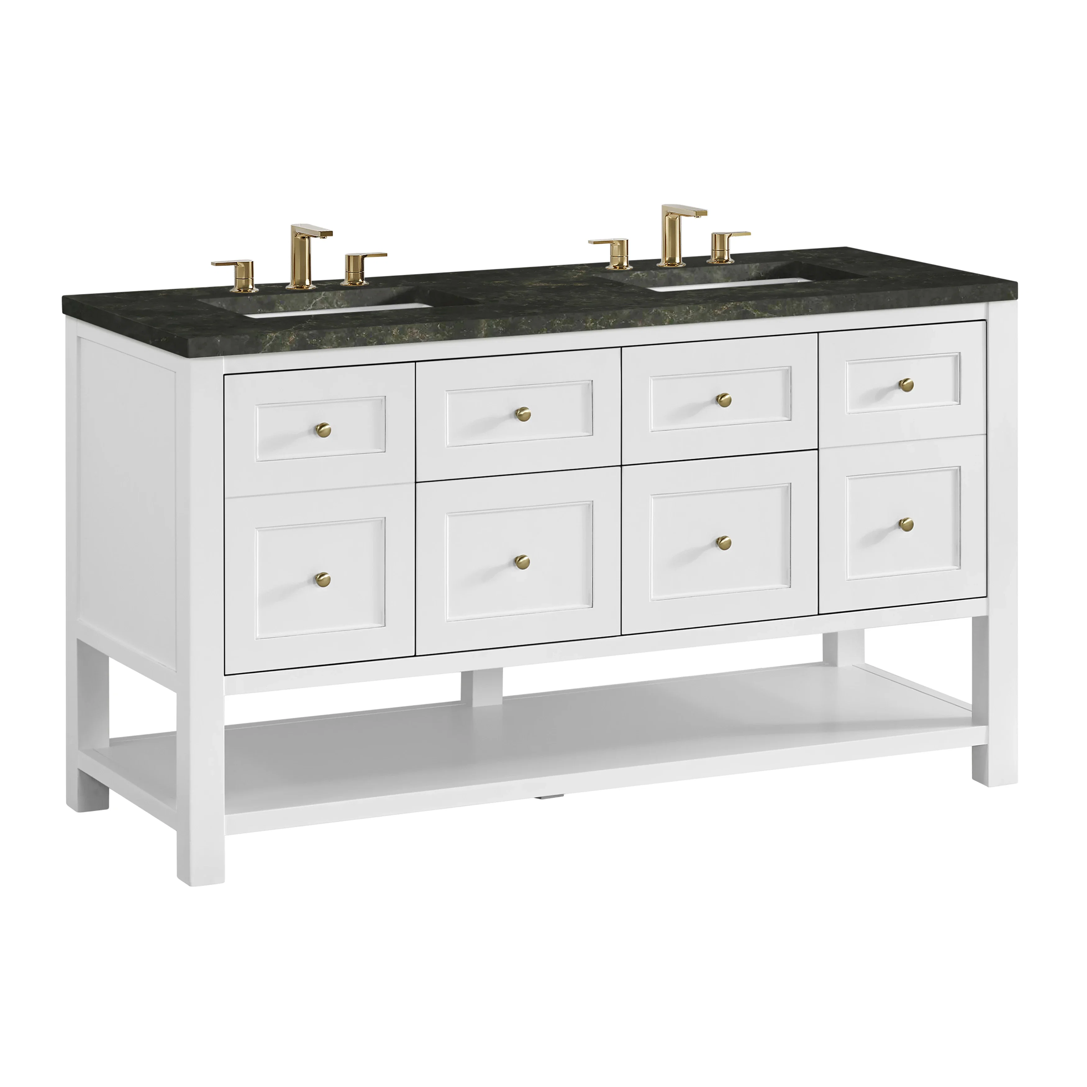 Breckenridge 60" Double Vanity, Bright White, w/ 3 CM Phantome Eclos Top