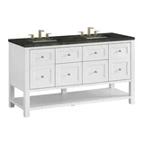 Breckenridge 60" Double Vanity, Bright White, w/ 3 CM Phantome Eclos Top