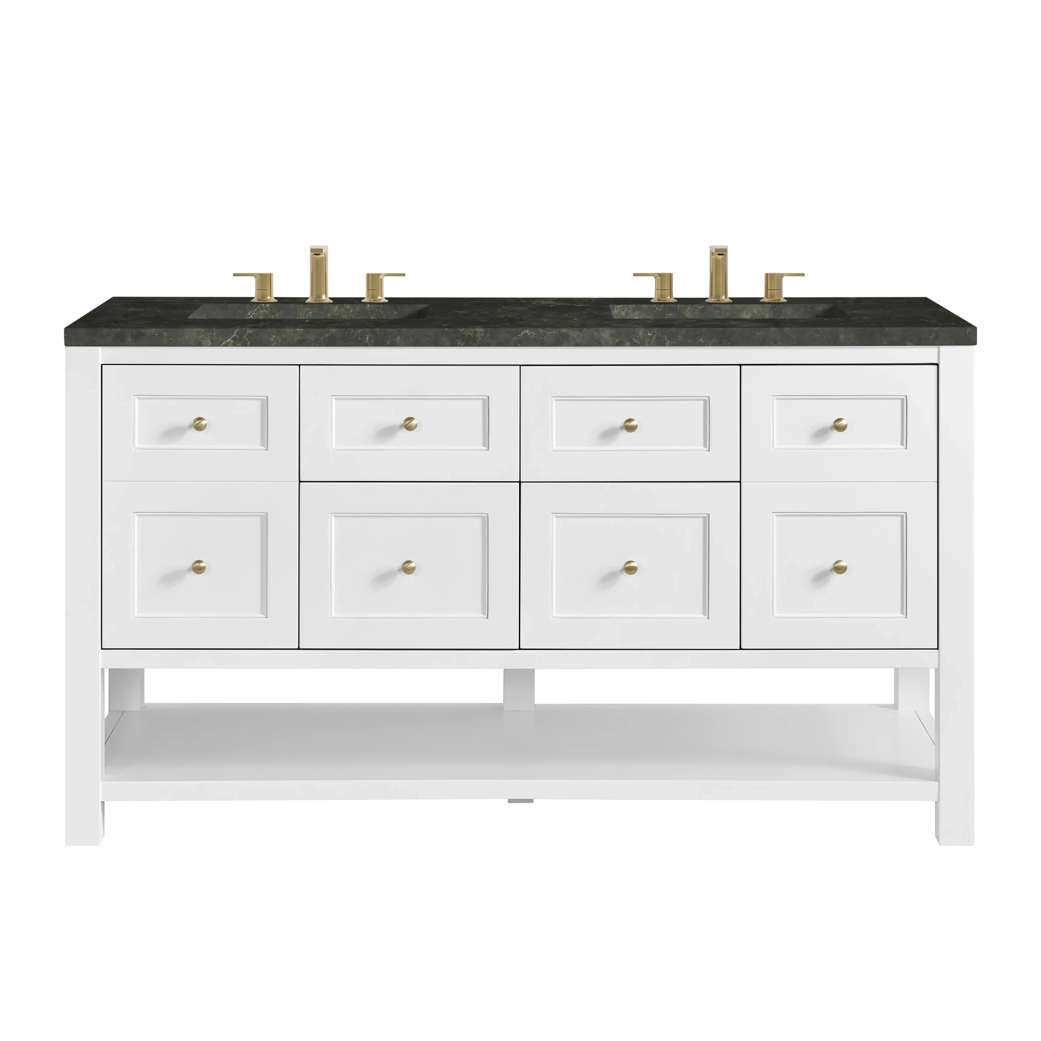 Breckenridge 60" Double Vanity, Bright White, w/ 3 CM Phantome Eclos Top