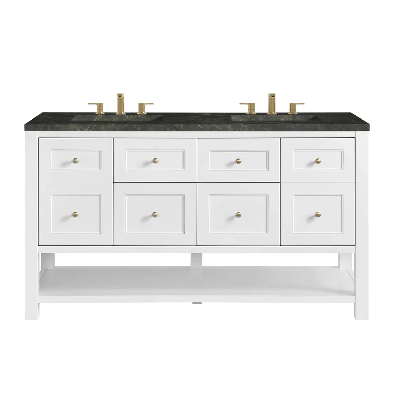 Breckenridge 60" Double Vanity, Bright White, w/ 3 CM Phantome Eclos Top