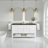 Breckenridge 60" Double Vanity, Bright White, w/ 3 CM Phantome Eclos Top