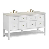 Breckenridge 60" Double Vanity, Bright White, w/ 3 CM Siberian Silestone Top
