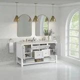 Breckenridge 60" Double Vanity, Bright White, w/ 3 CM Siberian Silestone Top