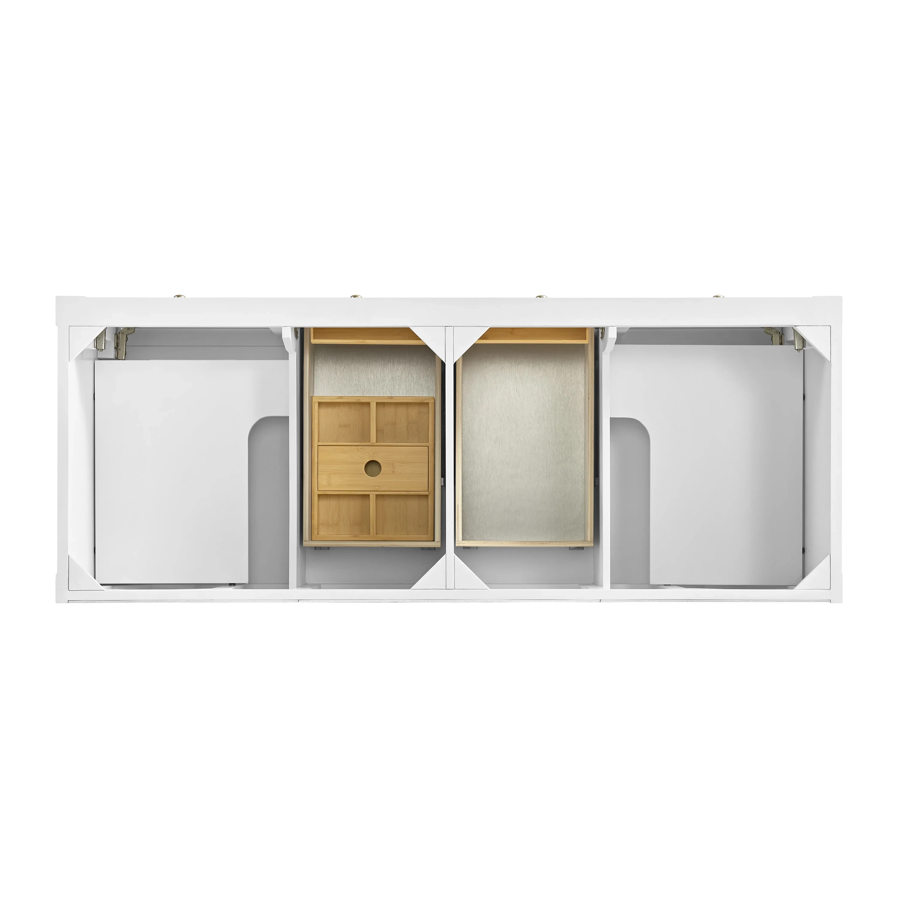 Breckenridge 60" Double Vanity, Bright White, w/ 3 CM Siberian Silestone Top