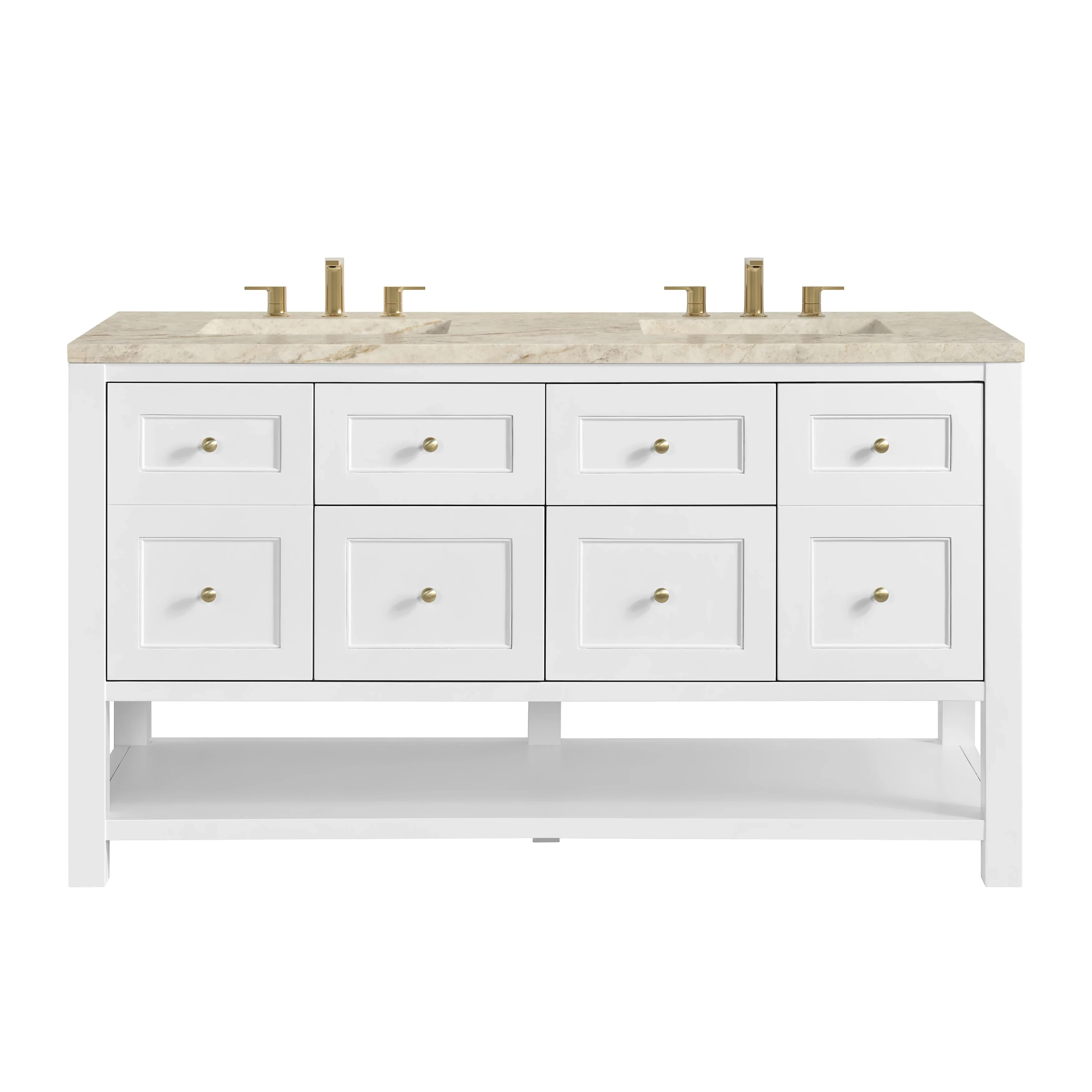 Breckenridge 60" Double Vanity, Bright White, w/ 3 CM Tajnar Eclos Top