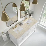 Breckenridge 60" Double Vanity, Bright White, w/ 3 CM Tajnar Eclos Top
