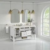 Breckenridge 60" Double Vanity, Bright White, w/ 3 CM Victorian Silver Quartz Top