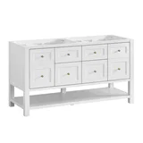 Breckenridge 60" Double Vanity, Bright White, w/ 3 CM Eternal Jasmine Pearl Quartz Top w/FreePower Wireless Charger