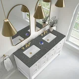 Breckenridge 60" Double Vanity, Bright White, w/ 3 CM Parisien Bleu Quartz Top w/FreePower Wireless Charger