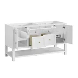 Breckenridge 60" Double Vanity, Bright White, w/ 3 CM Parisien Bleu Quartz Top w/FreePower Wireless Charger