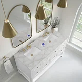 Breckenridge 60" Double Vanity, Bright White, w/ 3 CM Victorian Silver Quartz Top w/FreePower Wireless Charger