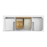 Breckenridge 60" Double Vanity, Bright White, w/ 3 CM Victorian Silver Quartz Top w/FreePower Wireless Charger