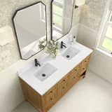 Breckenridge 60" Double Vanity, Light Natural Oak, w/ Single Hole 3 CM White Zeus Quartz Top & Backsplash