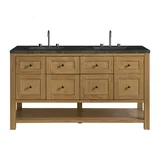 Breckenridge 60" Double Vanity, Light Natural Oak, w/ 3 CM Phantome Eclos Top