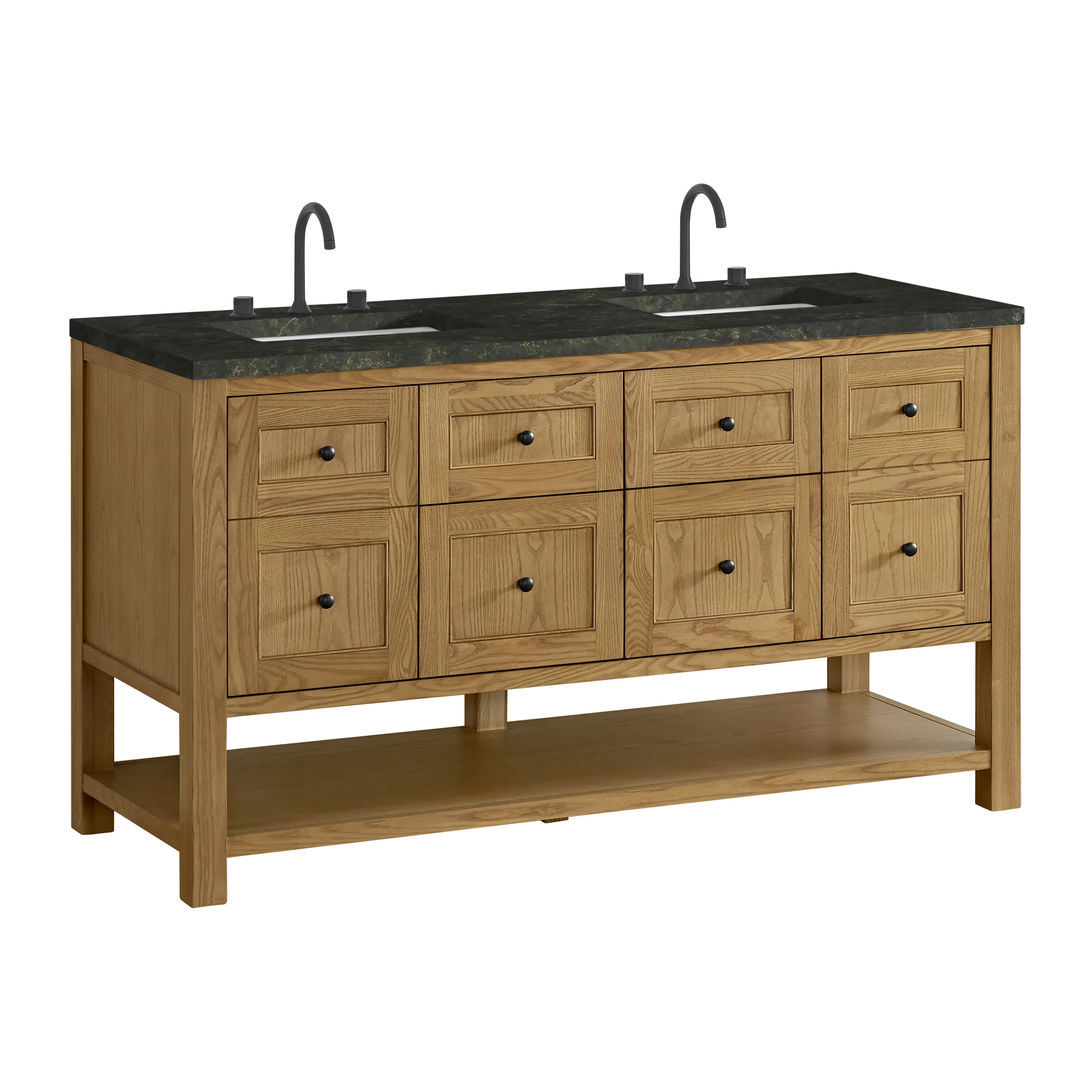Breckenridge 60" Double Vanity, Light Natural Oak, w/ 3 CM Phantome Eclos Top