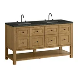 Breckenridge 60" Double Vanity, Light Natural Oak, w/ 3 CM Phantome Eclos Top
