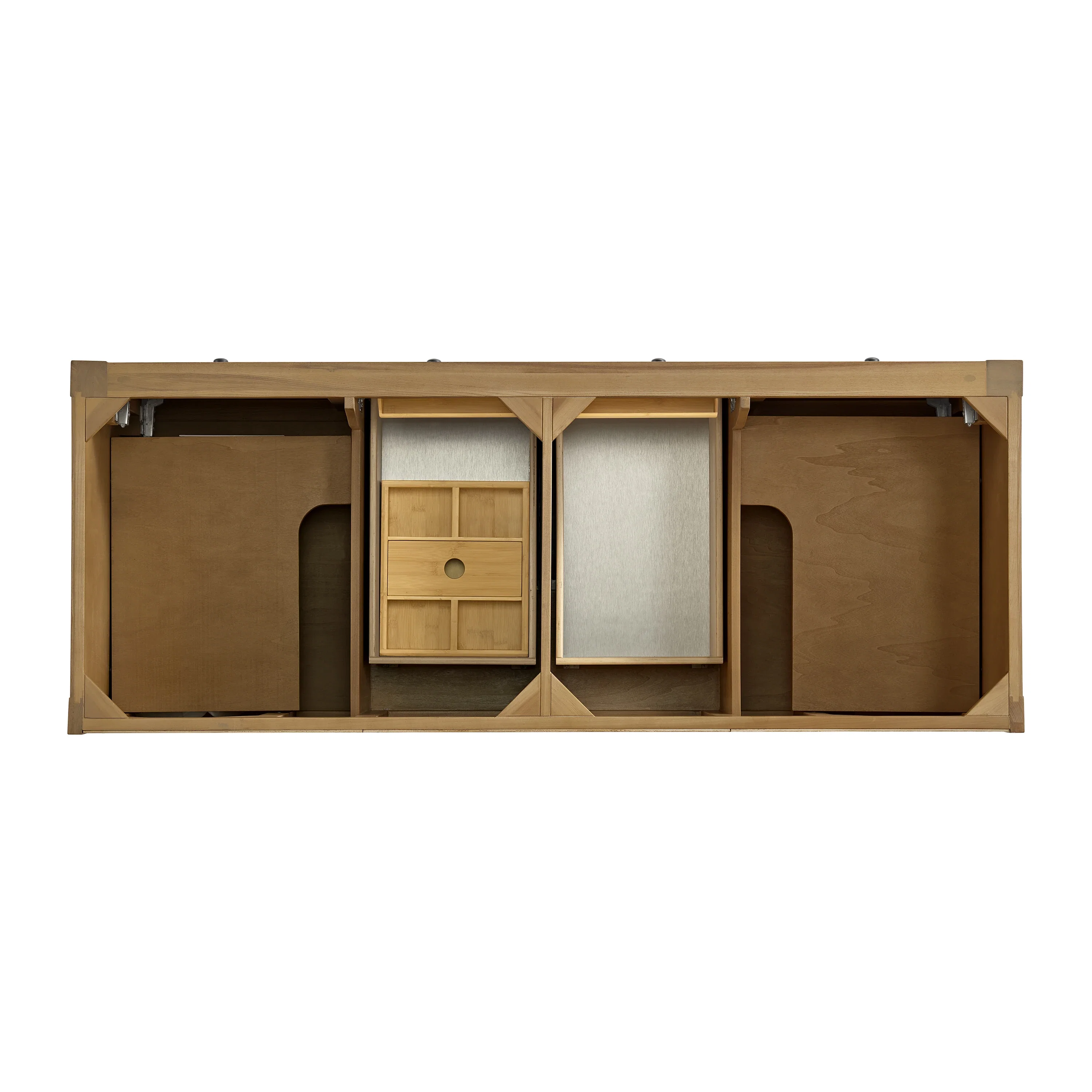 Breckenridge 60" Double Vanity, Light Natural Oak, w/ 3 CM White Zeus Quartz Top