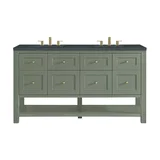 Breckenridge 60" Double Vanity, Smokey Celadon, w/ 3 CM Charcoal Soapstone Quartz Top