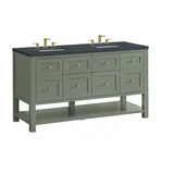 Breckenridge 60" Double Vanity, Smokey Celadon, w/ 3 CM Charcoal Soapstone Quartz Top