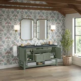 Breckenridge 60" Double Vanity, Smokey Celadon, w/ 3 CM Charcoal Soapstone Quartz Top