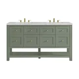 Breckenridge 60" Double Vanity, Smokey Celadon, w/ 3 CM Eternal Jasmine Pearl Quartz Top