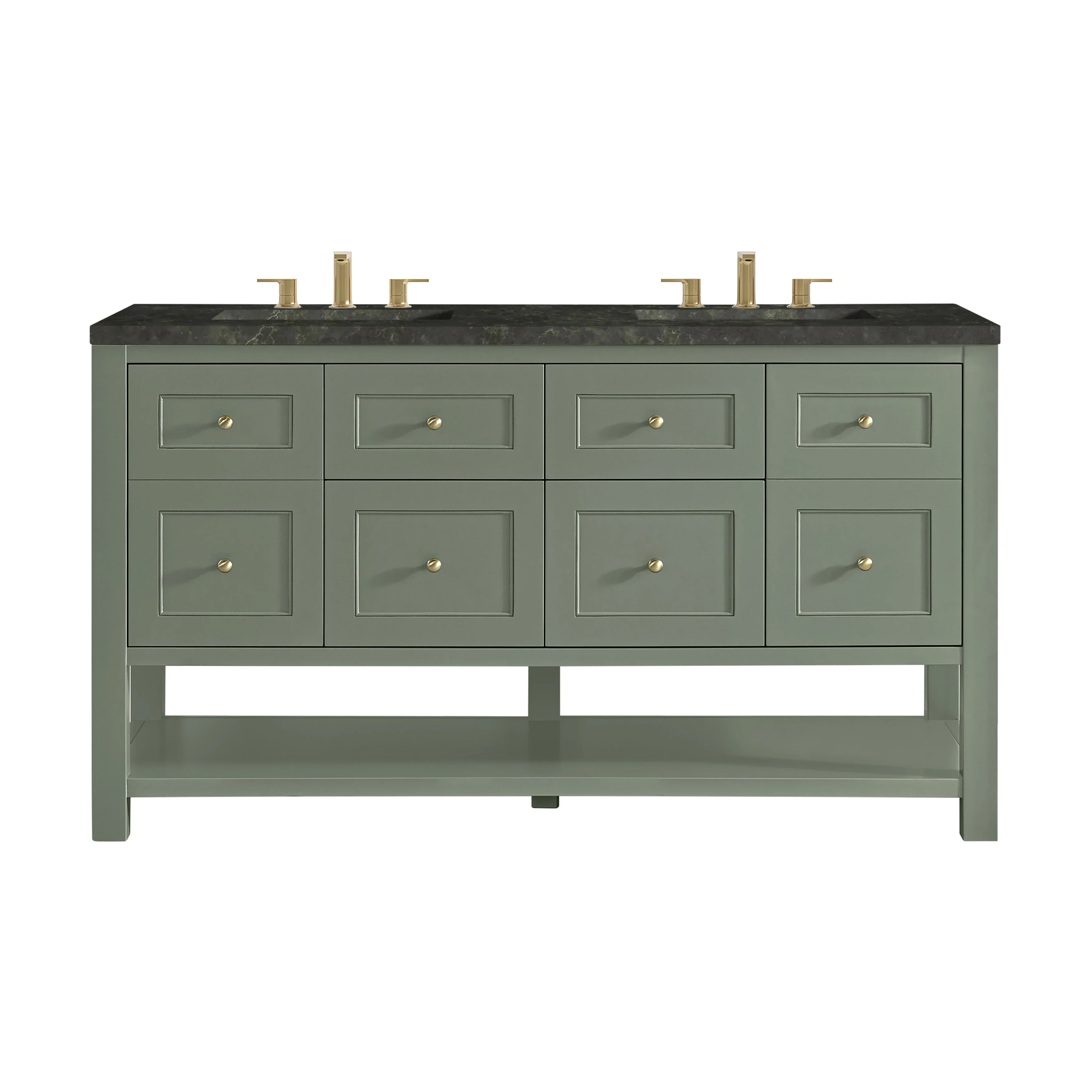 Breckenridge 60" Double Vanity, Smokey Celadon, w/ 3 CM Phantome Eclos Top