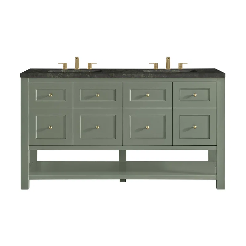 Breckenridge 60" Double Vanity, Smokey Celadon, w/ 3 CM Phantome Eclos Top