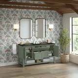 Breckenridge 60" Double Vanity, Smokey Celadon, w/ 3 CM Phantome Eclos Top