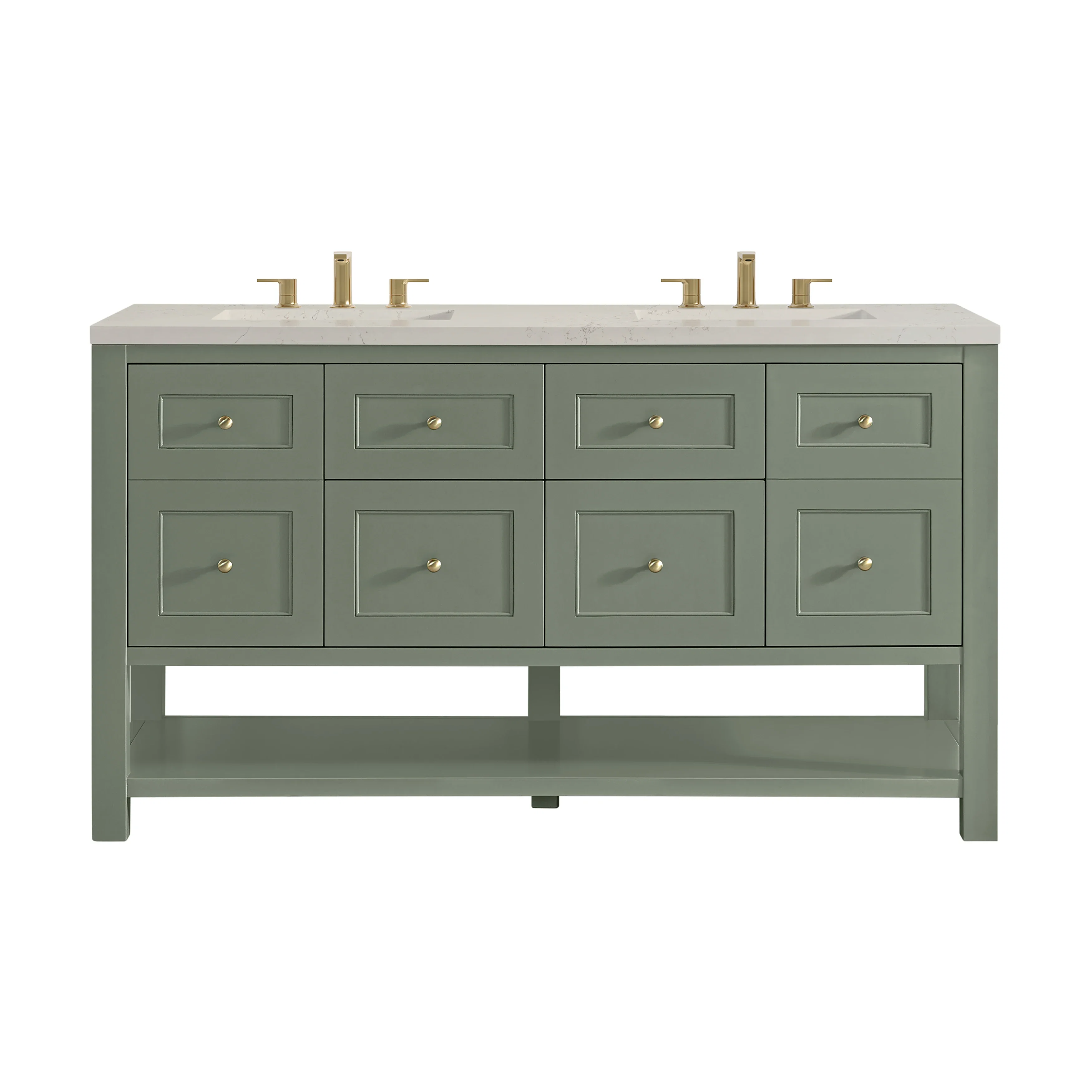 Breckenridge 60" Double Vanity, Smokey Celadon, w/ 3 CM Siberian Silestone Top