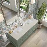 Breckenridge 60" Double Vanity, Smokey Celadon, w/ 3 CM Siberian Silestone Top