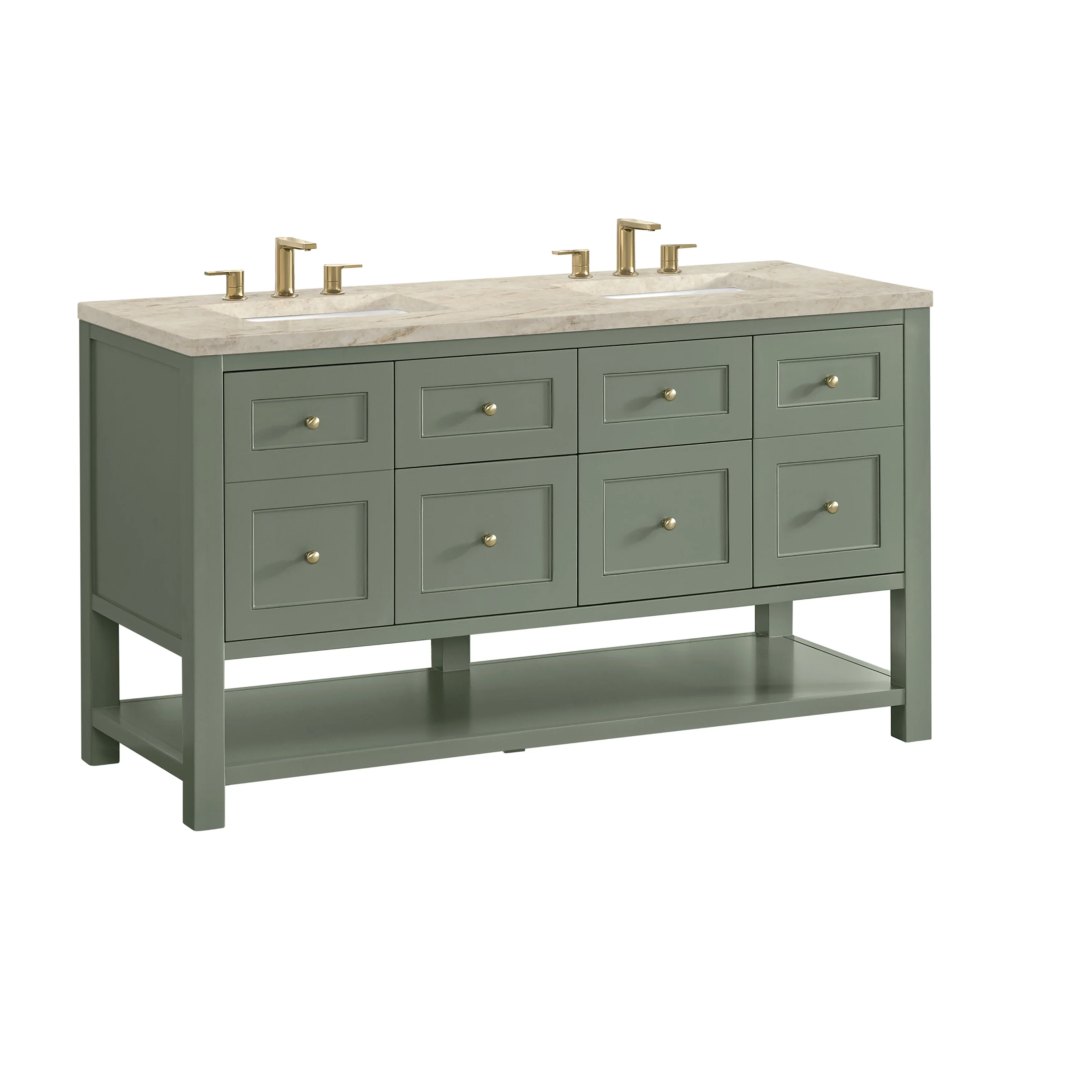 Breckenridge 60" Double Vanity, Smokey Celadon, w/ 3 CM Tajnar Eclos Top