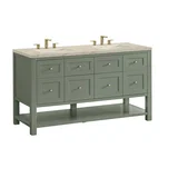 Breckenridge 60" Double Vanity, Smokey Celadon, w/ 3 CM Tajnar Eclos Top