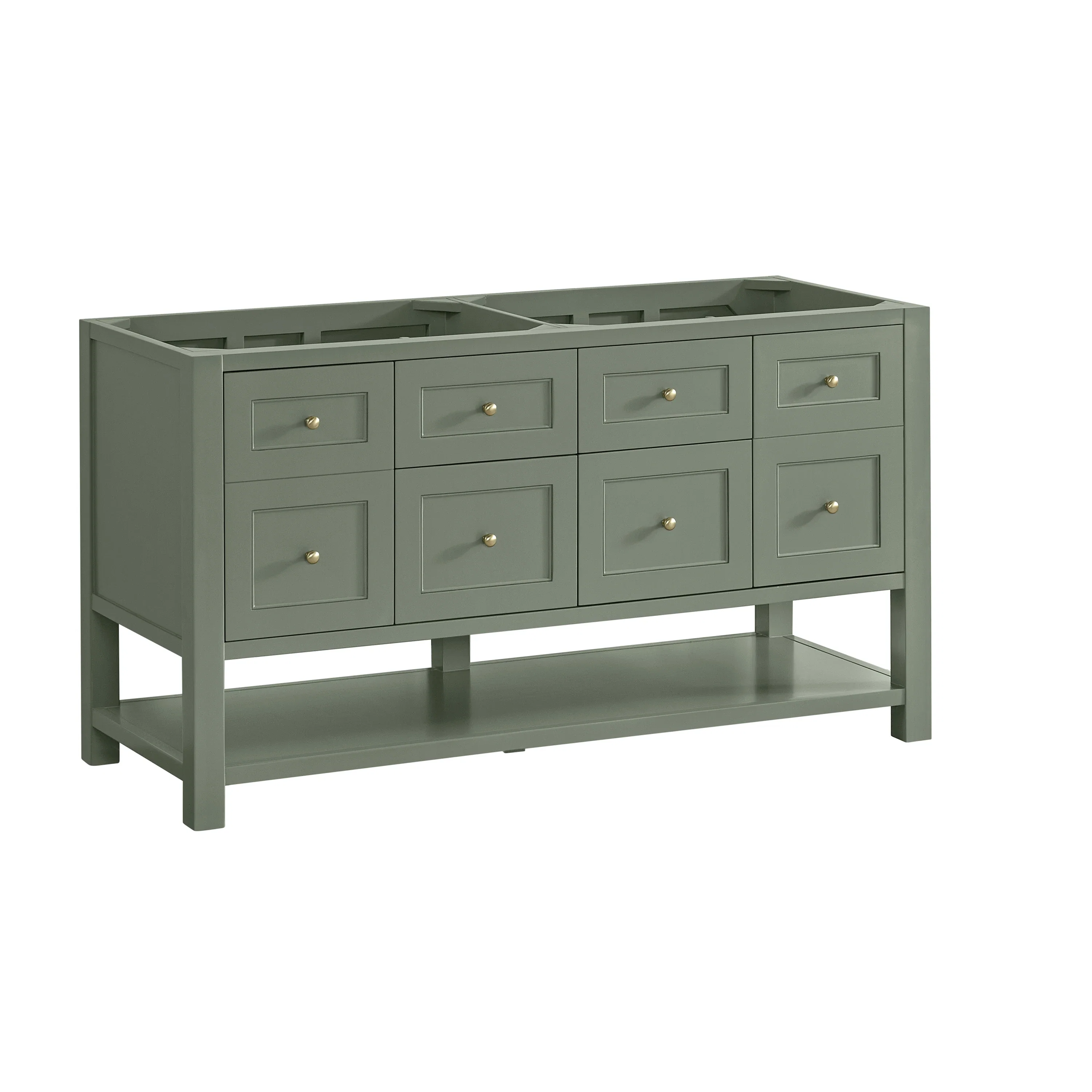 Breckenridge 60" Double Vanity, Smokey Celadon, w/ 3 CM White Zeus Quartz Top