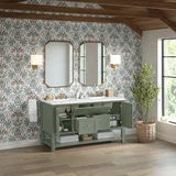 Breckenridge 60" Double Vanity, Smokey Celadon, w/ 3 CM White Zeus Quartz Top